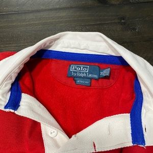 Polo red collard sweatshirt.